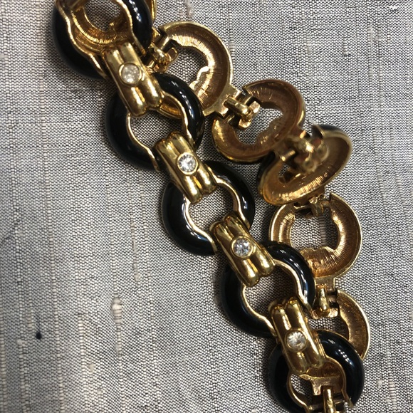 Black Gold w/rhinestones Bracelet! Stunning! Looks feels real! Women Gift! - Picture 10 of 13
